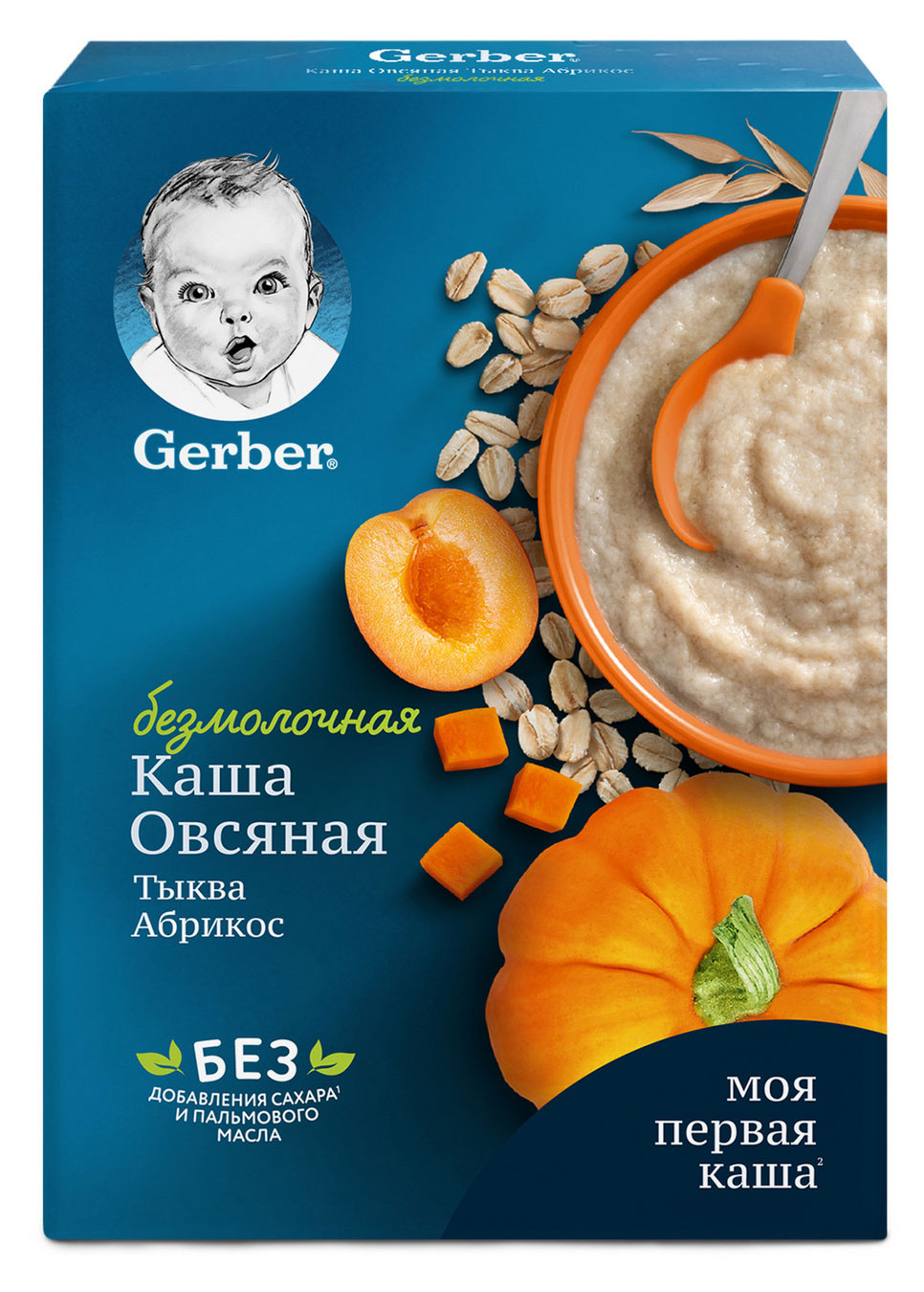 

Каша безмолочная Gerber Моя первая каша овсяная тыква-абрикос для продолжения прикорма с бифидобактериями с 5 мес., 180 г