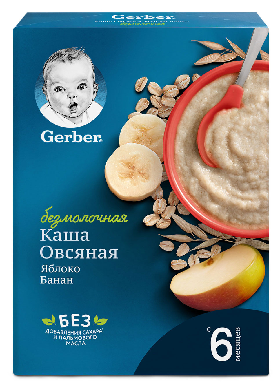 

Каша безмолочная Gerber овсяная яблоко банан с 6 мес., 180 г