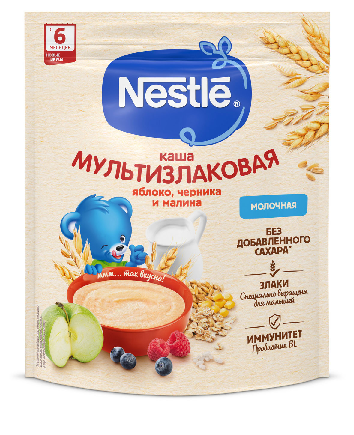 

Каша молочная Nestlе мультизлаковая с яблоком черникой и малиной с 6 мес., 200 г