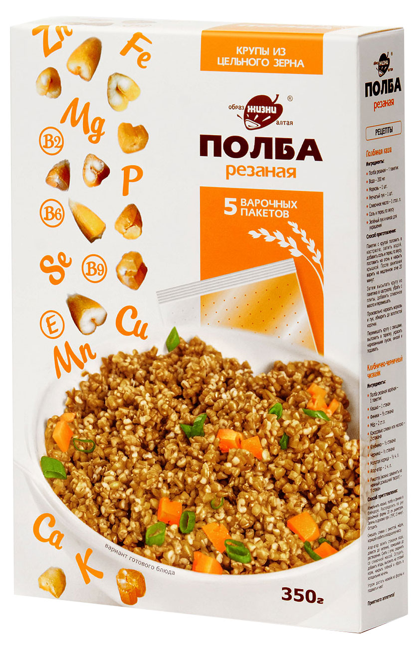 

Крупа полбы Образ жизни Алтая резаная в варочных пакетах, 350 г