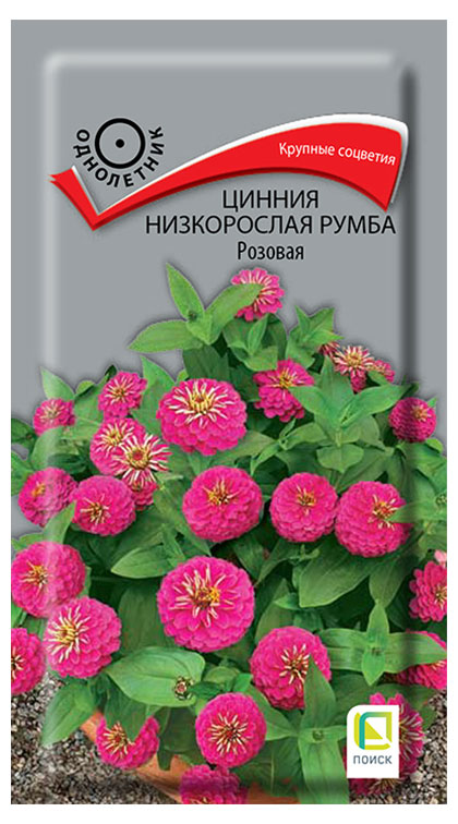 

Семена Поиск Цинния низкорослая Румба Розовая, 0,1 г