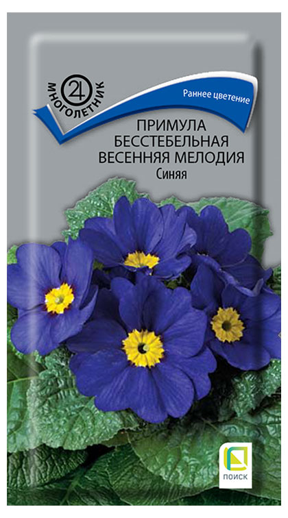 

Семена Поиск Примула бесстебельная Весенняя мелодия Синяя, 10 шт
