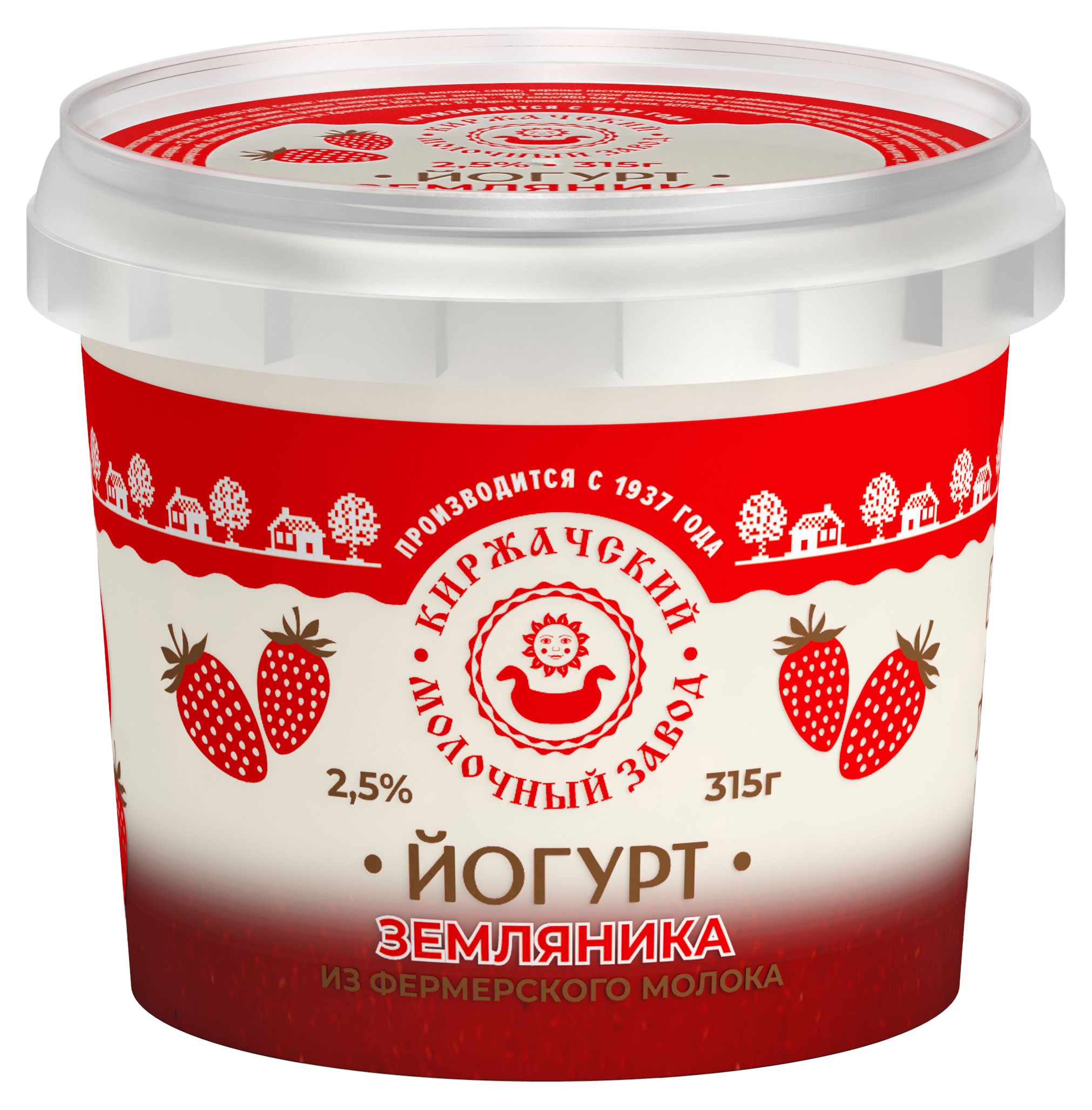 

Йогурт Киржачский молочный завод Земляника 2,5% БЗМЖ, 315 г