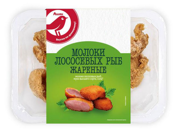 

Молоки лосося АШАН Красная птица жареные, 200 г