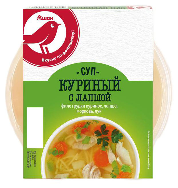 

Суп АШАН Красная птица с лапшой и курицей, 300 г