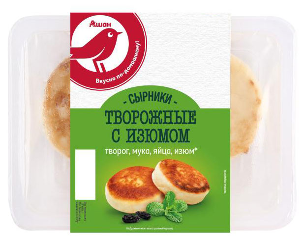 

Сырники АШАН Красная птица с изюмом, 120 г