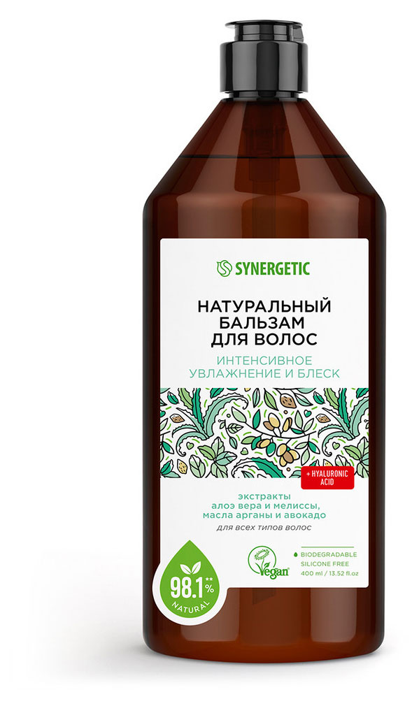

Бальзам для волос Synergetic Интенсивное увлажнение и блеск, 400 мл