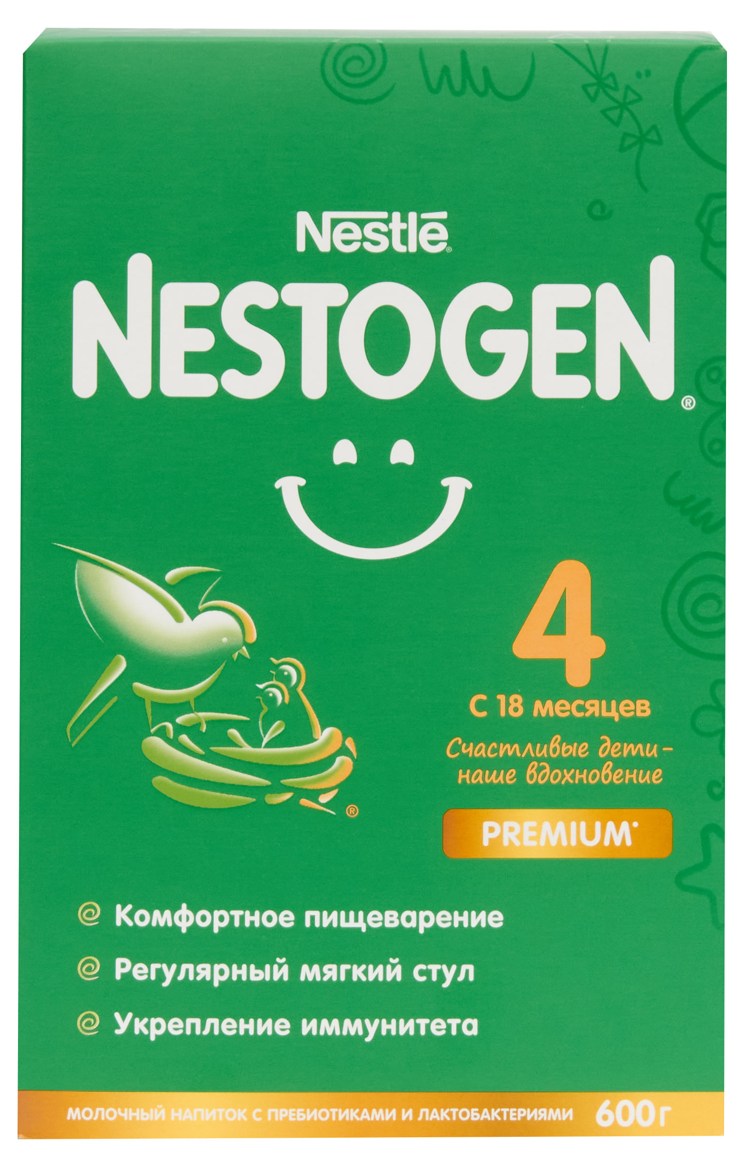 

Молочко Nestogen 4 для комфортного пищеварения с пребиотиками и лактобактериями с 18 мес БЗМЖ, 600 г