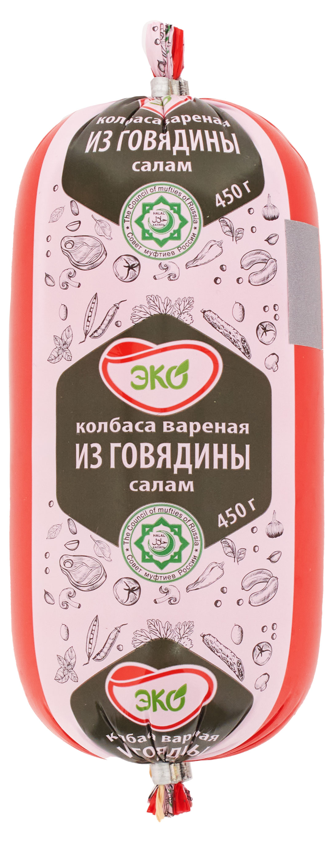 

Колбаса вареная ЭКОЛЬ Салам из говядины Халяль, 450 г