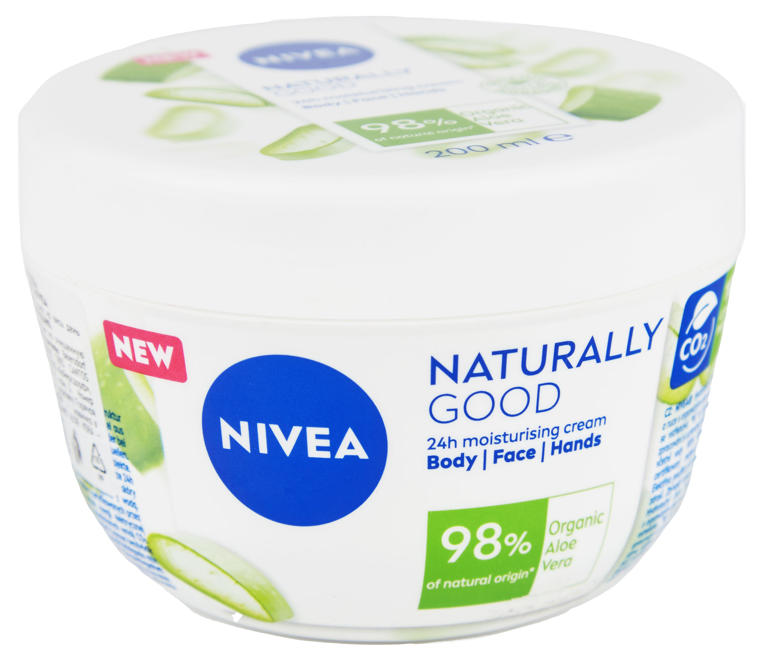 

Крем для лица рук и тела Nivea Naturally Good Organic Aloe Vera увлажняющий с алоэ вера для всех типов кожи, 200 мл
