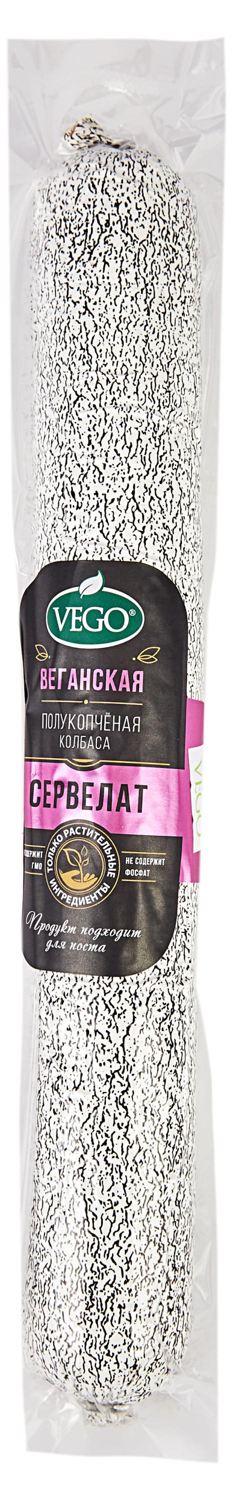 

Колбаса полукопченая веганская Vego Vegan Сервелат постный, 400 г