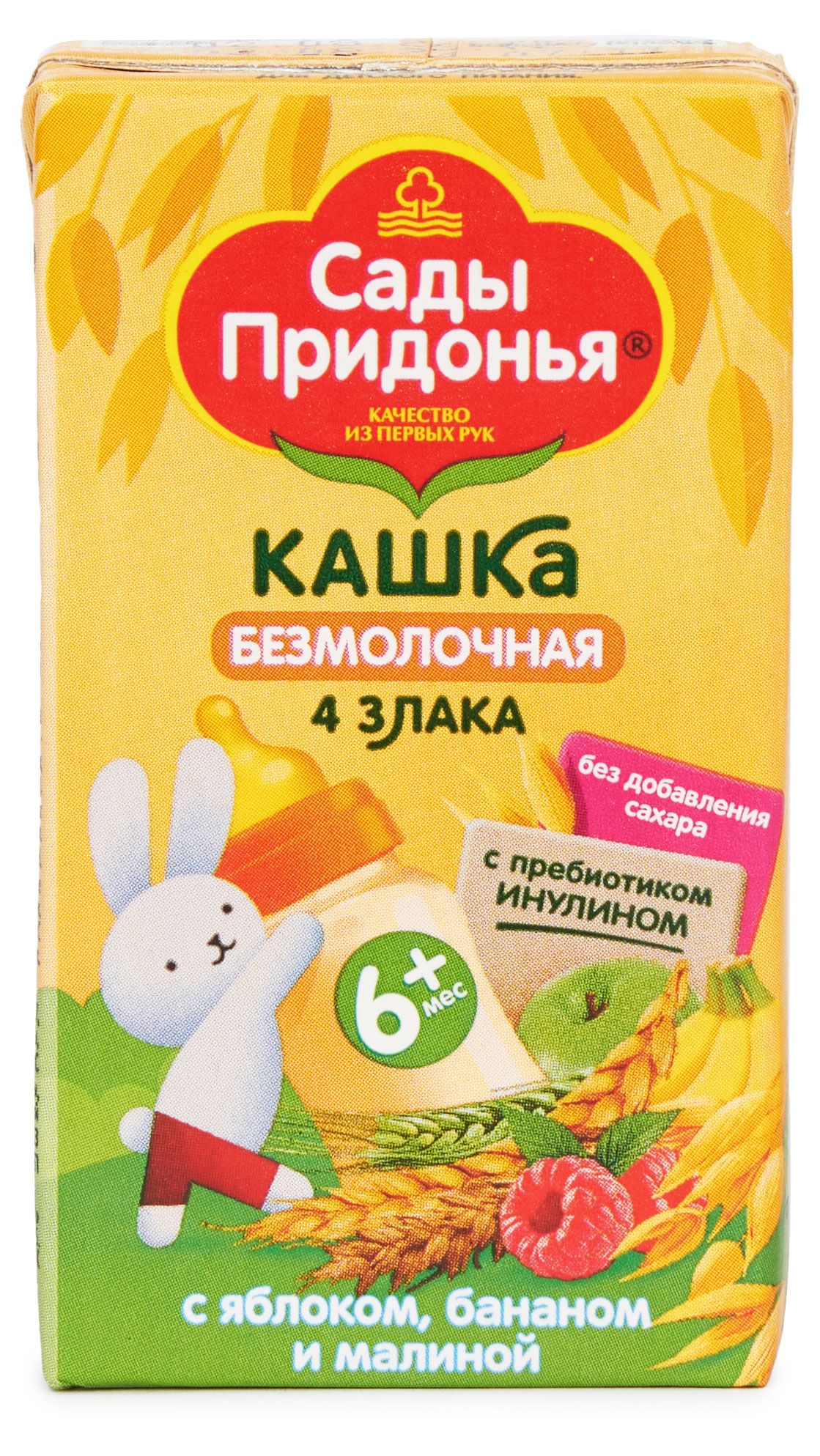 

Каша безмолочная Сады Придонья 4 злака с яблоком, бананом и малиной с 6 мес., 125 г