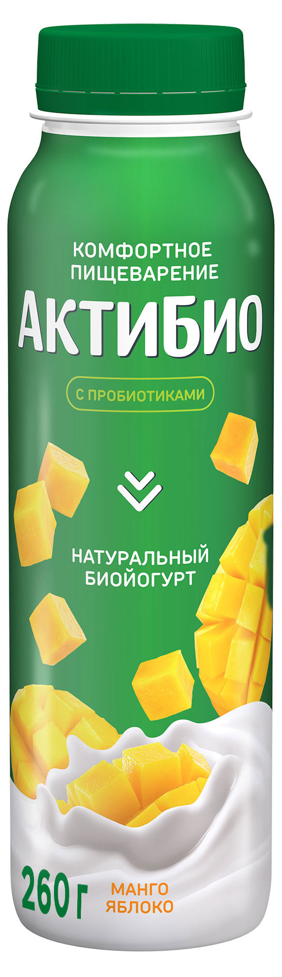 

Йогурт питьевой АктиБио с манго и яблоком 1,5% БЗМЖ 260 г