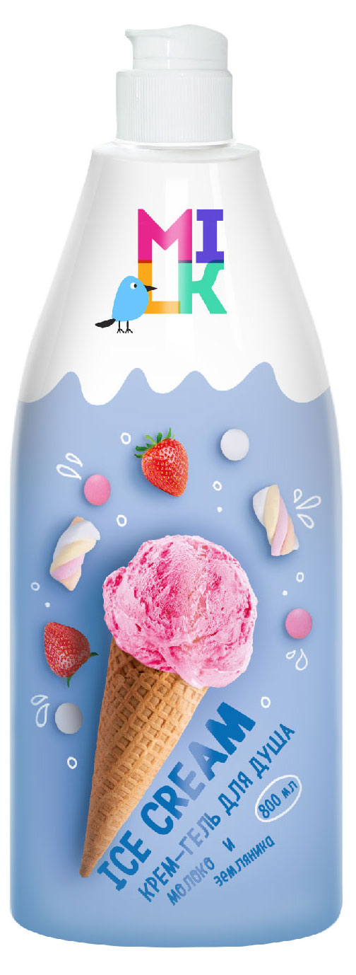

Гель для душа Milk Молоко-Земляника, 800 мл