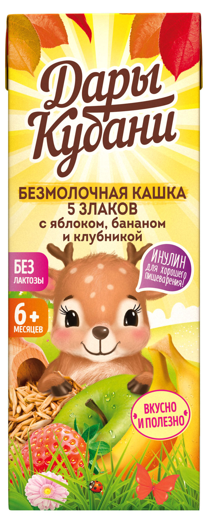 

Каша безмолочная Дары Кубани 5 злаков яблоко банан клубника, 200 мл
