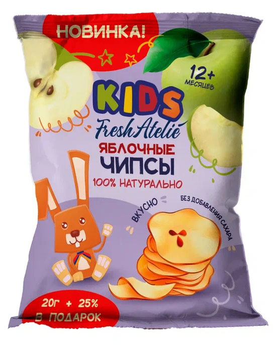 

Чипсы яблочные для детей раннего возраста Fresh Atelie KIDS, 20 г +25%