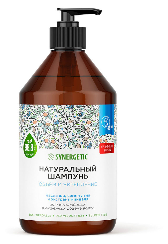 

Шампунь для волос Synergetic Объем и укрепление волос бессульфатный, 750 мл