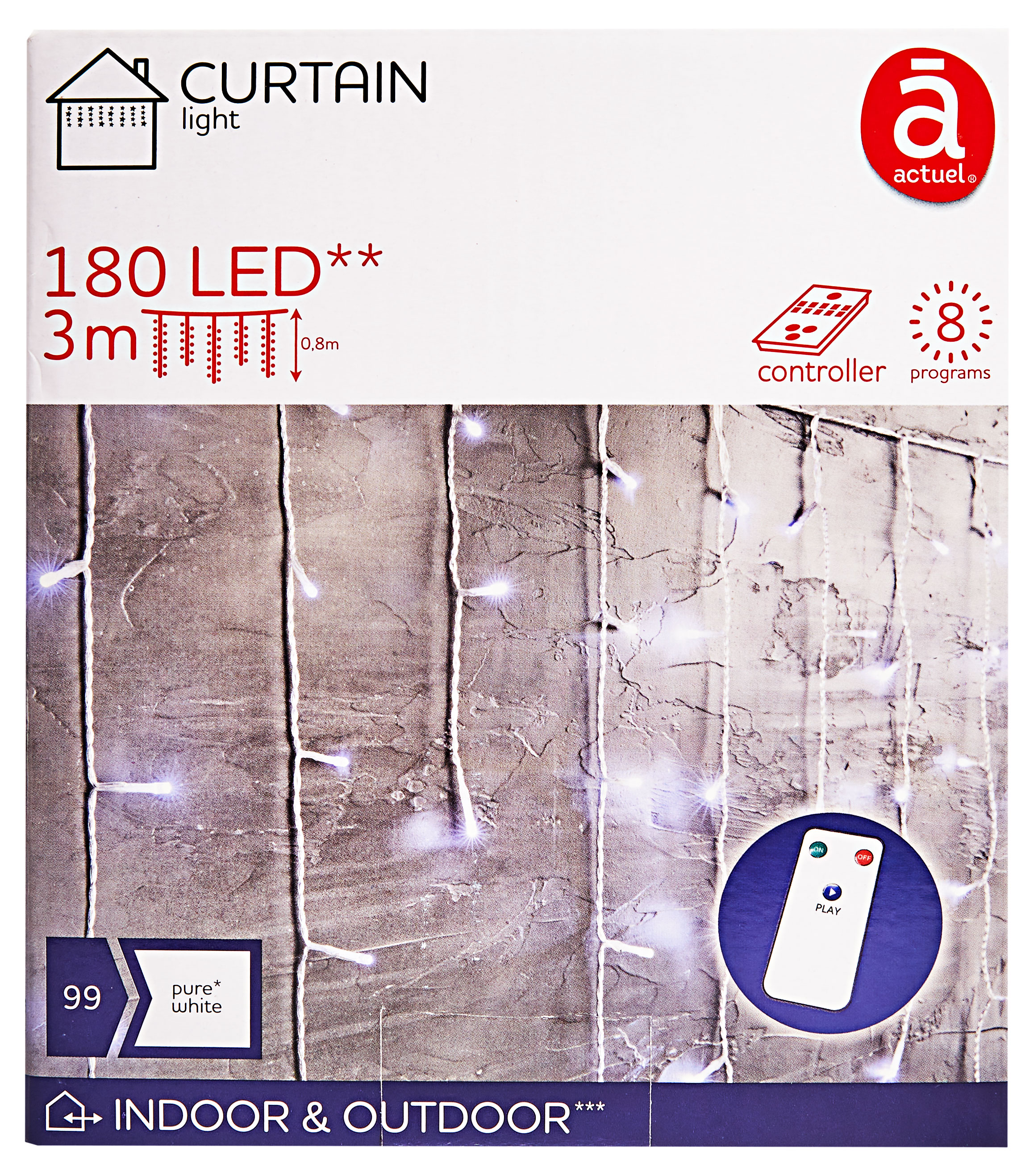 

Электрогирлянда Бахрома Actuel 180 LED, 3х0,8 м