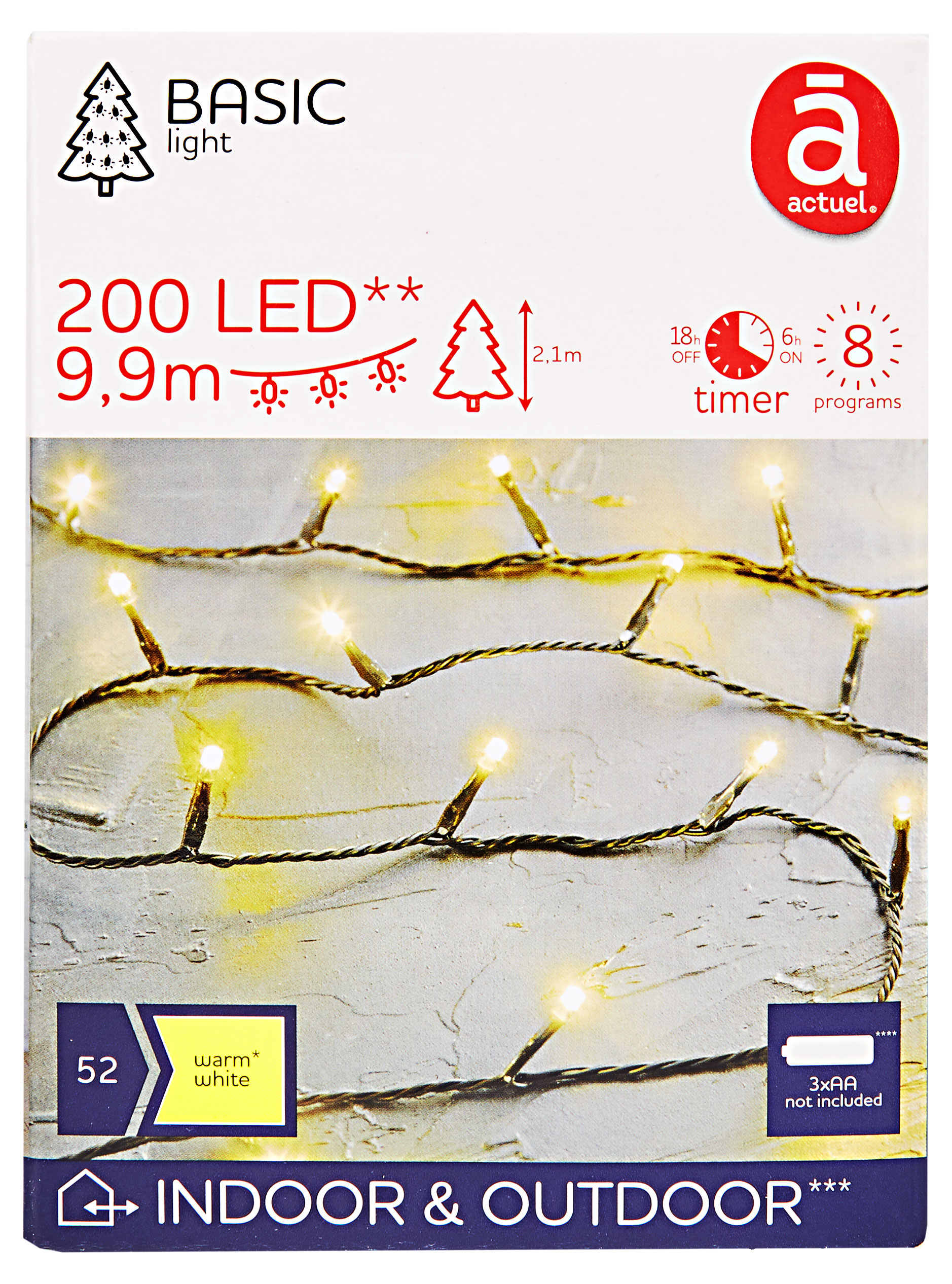 

Электрогирлянда Actuel на батарейках 200 LED, 9,9 м