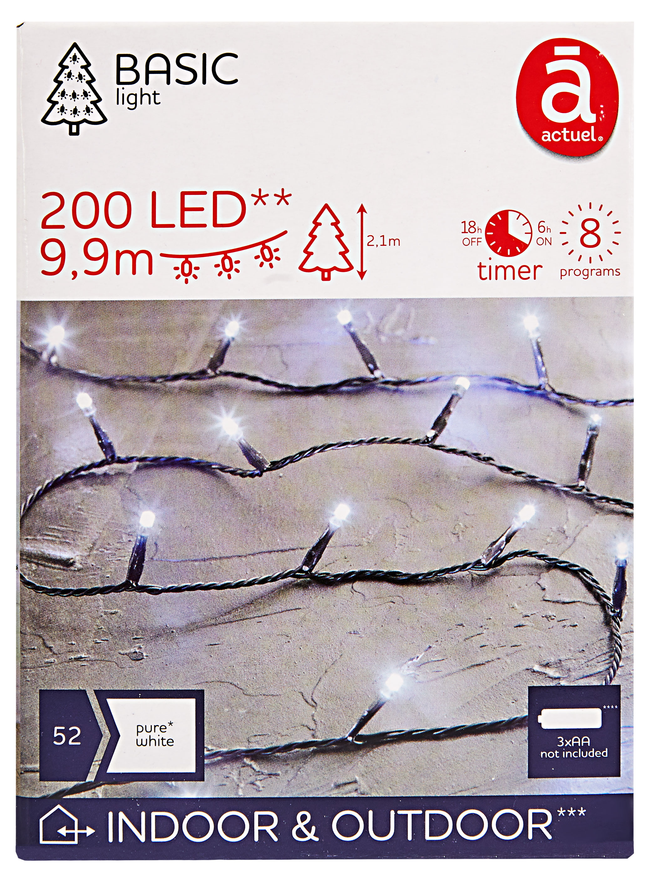 

Электрогирлянда Actuel 200 LED на батарейках, 9,9 м