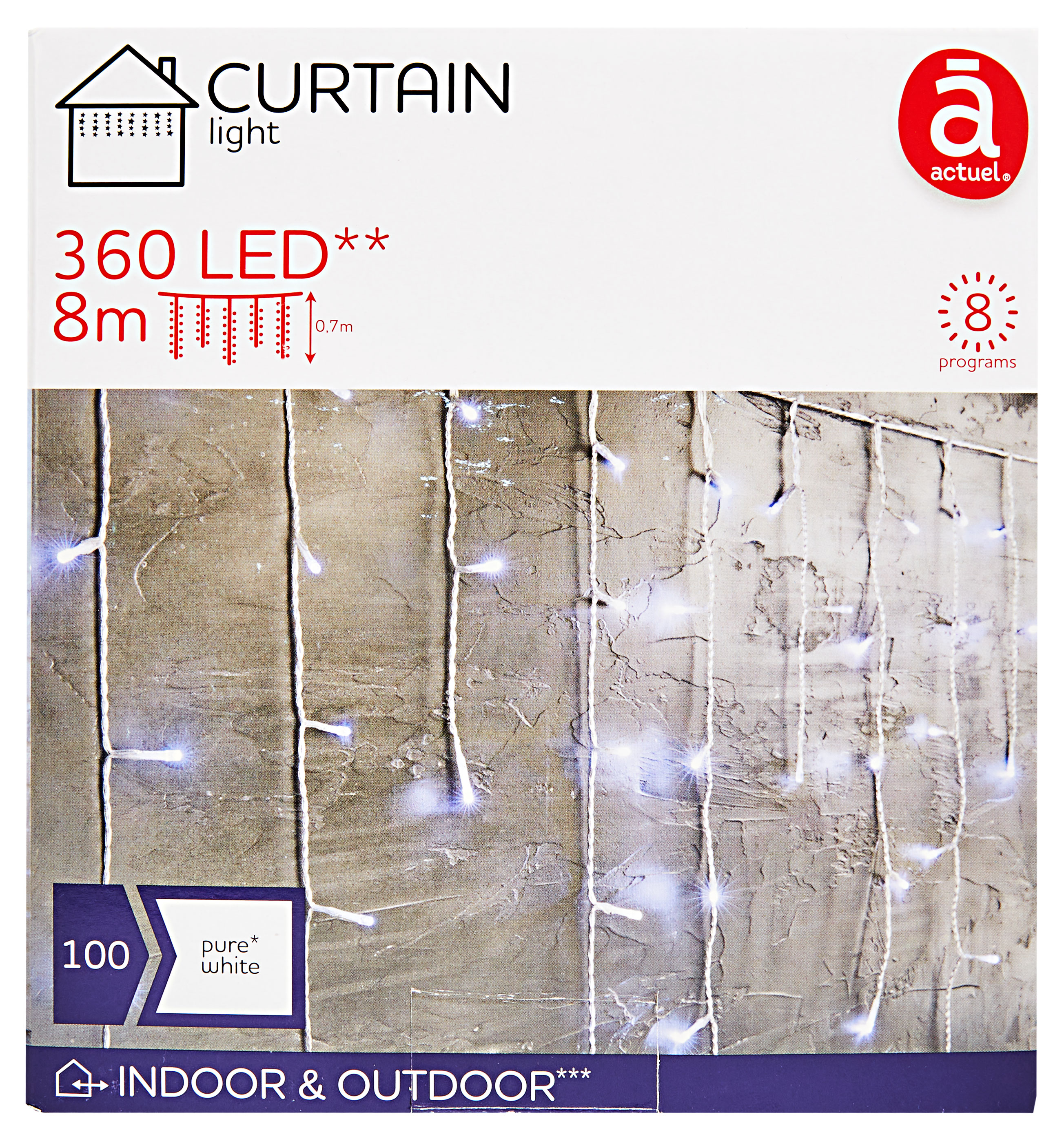 

Электрогирлянда Бахрома Actuel 360 LED, 8х0,7 м