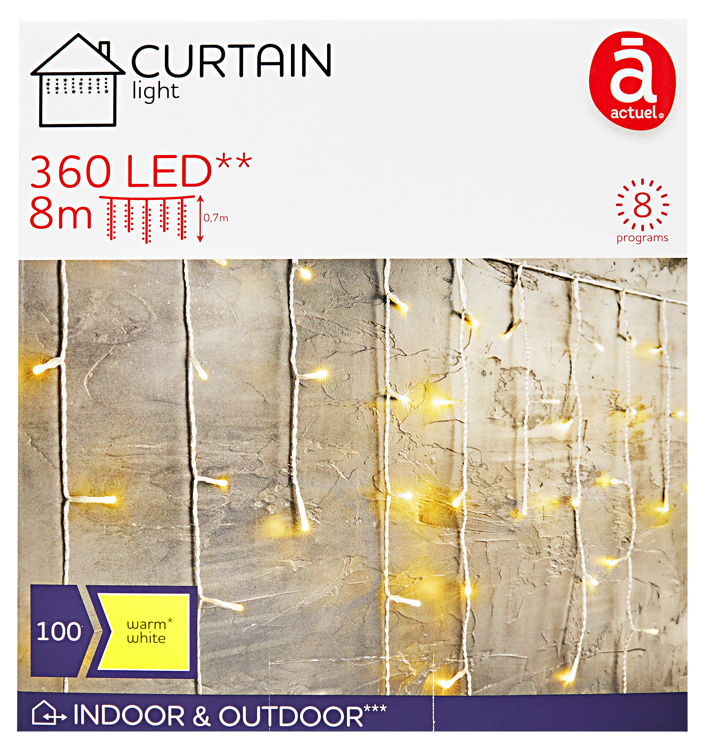 

Электрогирлянда Actuel Бахрома 360 LED, 8х0,7 м