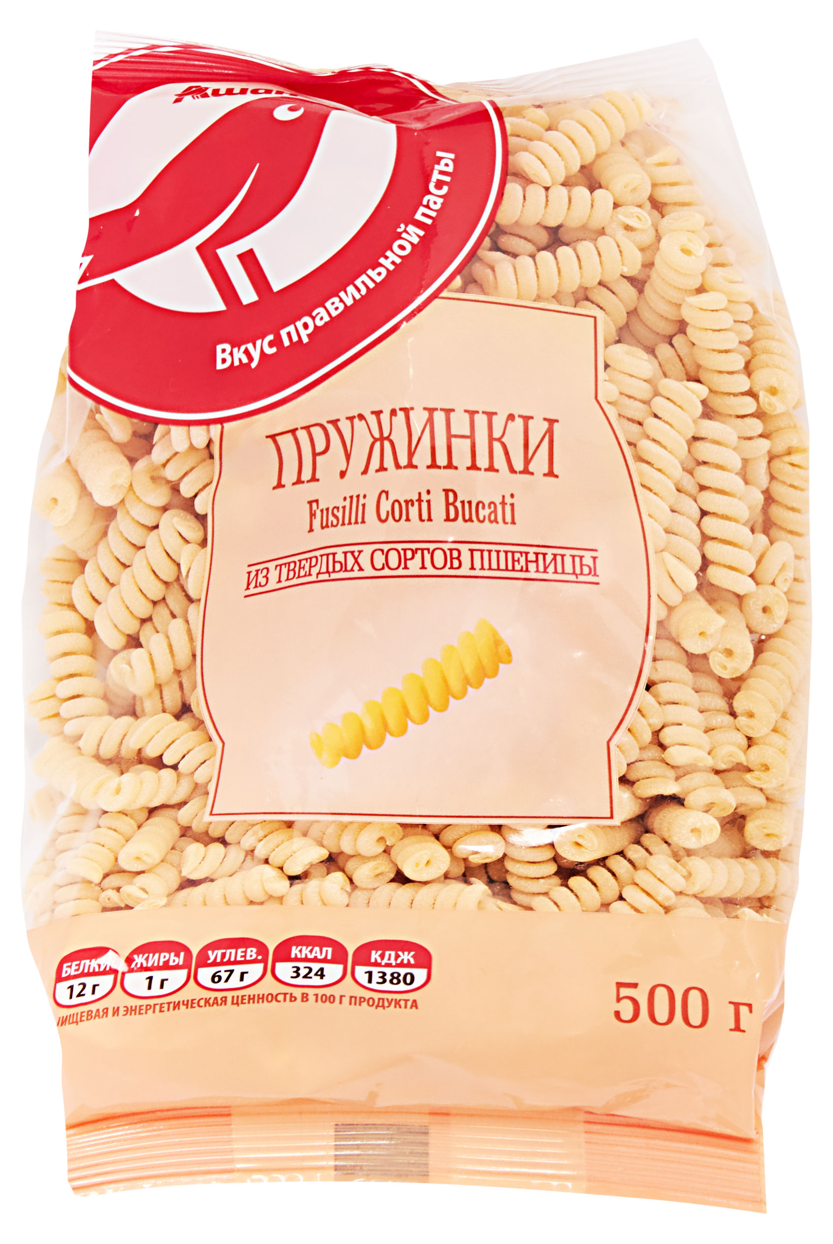 

Макаронные изделия АШАН Красная птица пружинки, 500 г