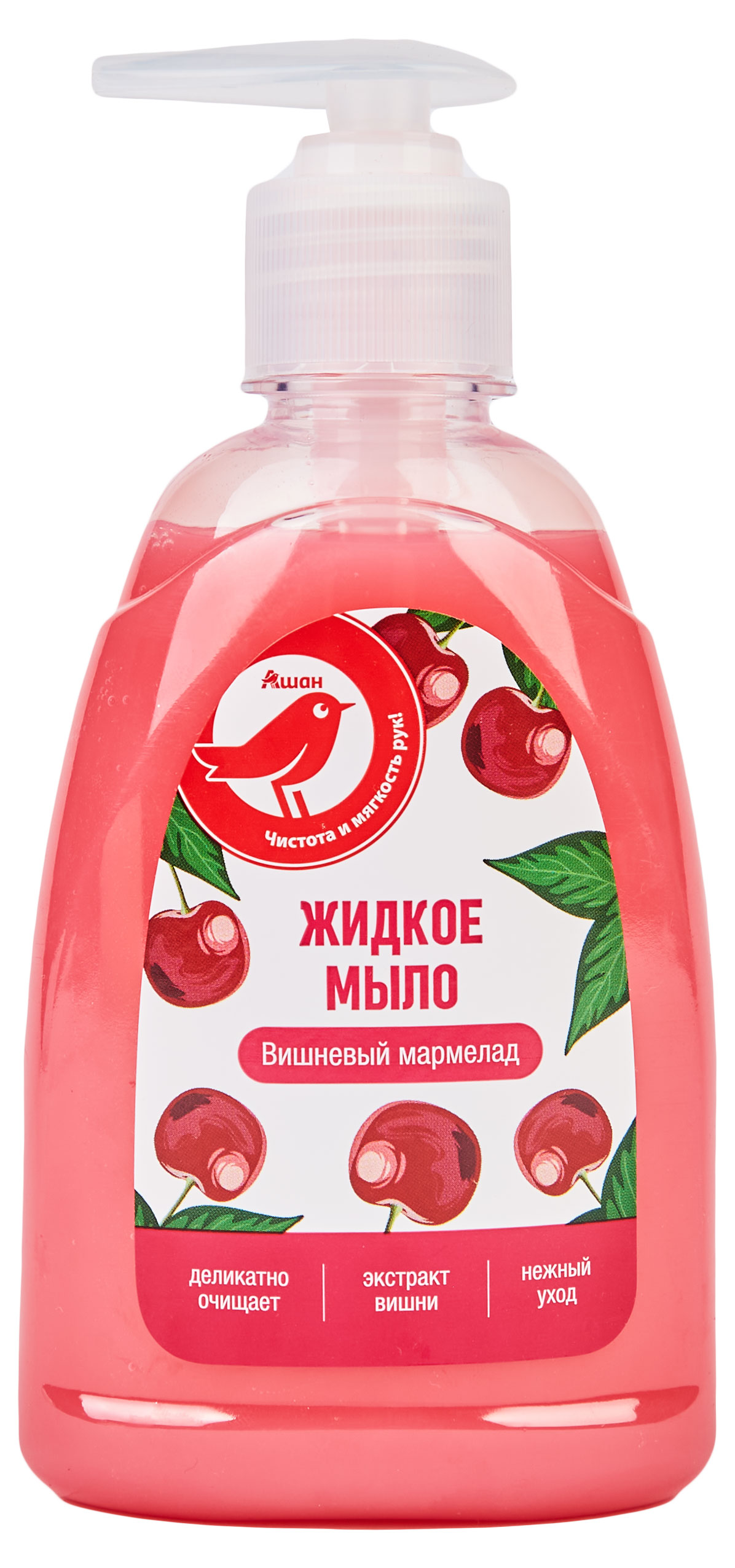 

Жидкое мыло для рук АШАН Красная птица Вишневый мармелад, 300 мл