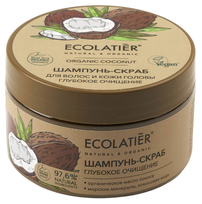 

Шампунь-скраб для волос и кожи головы Ecolatier Глубокое Очищение Coconut, 300 г