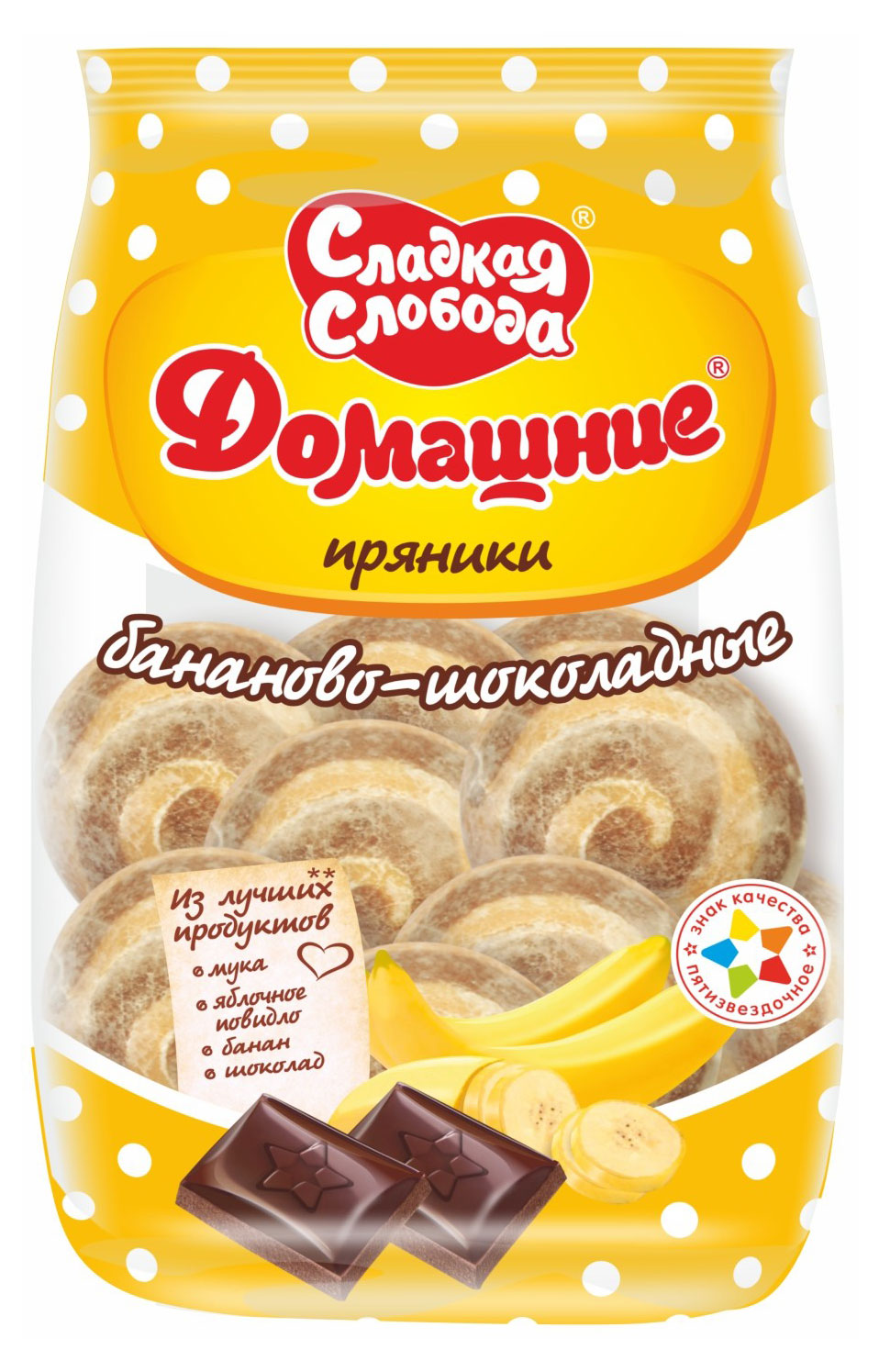 

Пряники Сладкая слобода Домашние бананово-шоколадные, 350 г