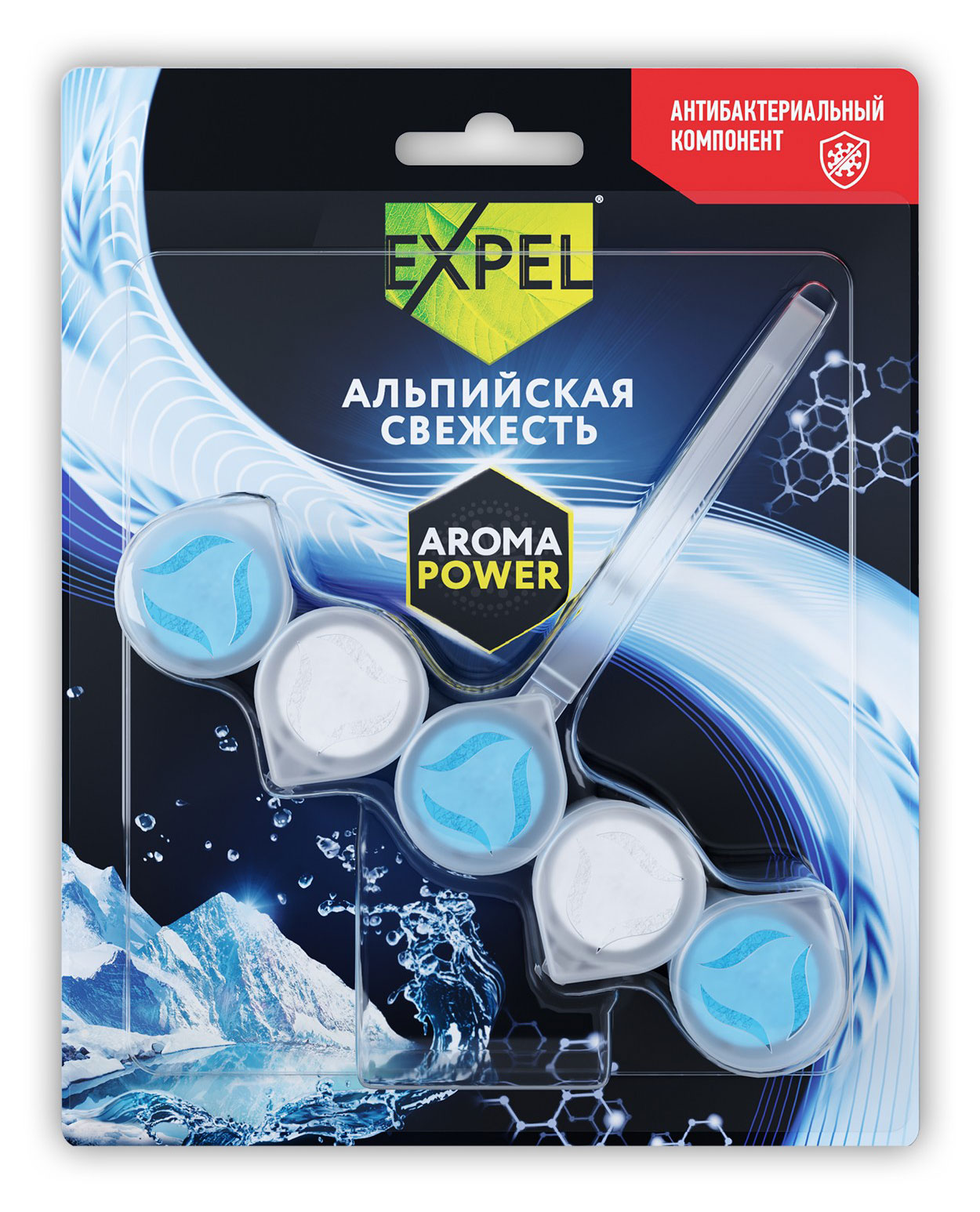 

Подвесной блок для унитаза Expel AromaPower Лазурный океан, 50 г