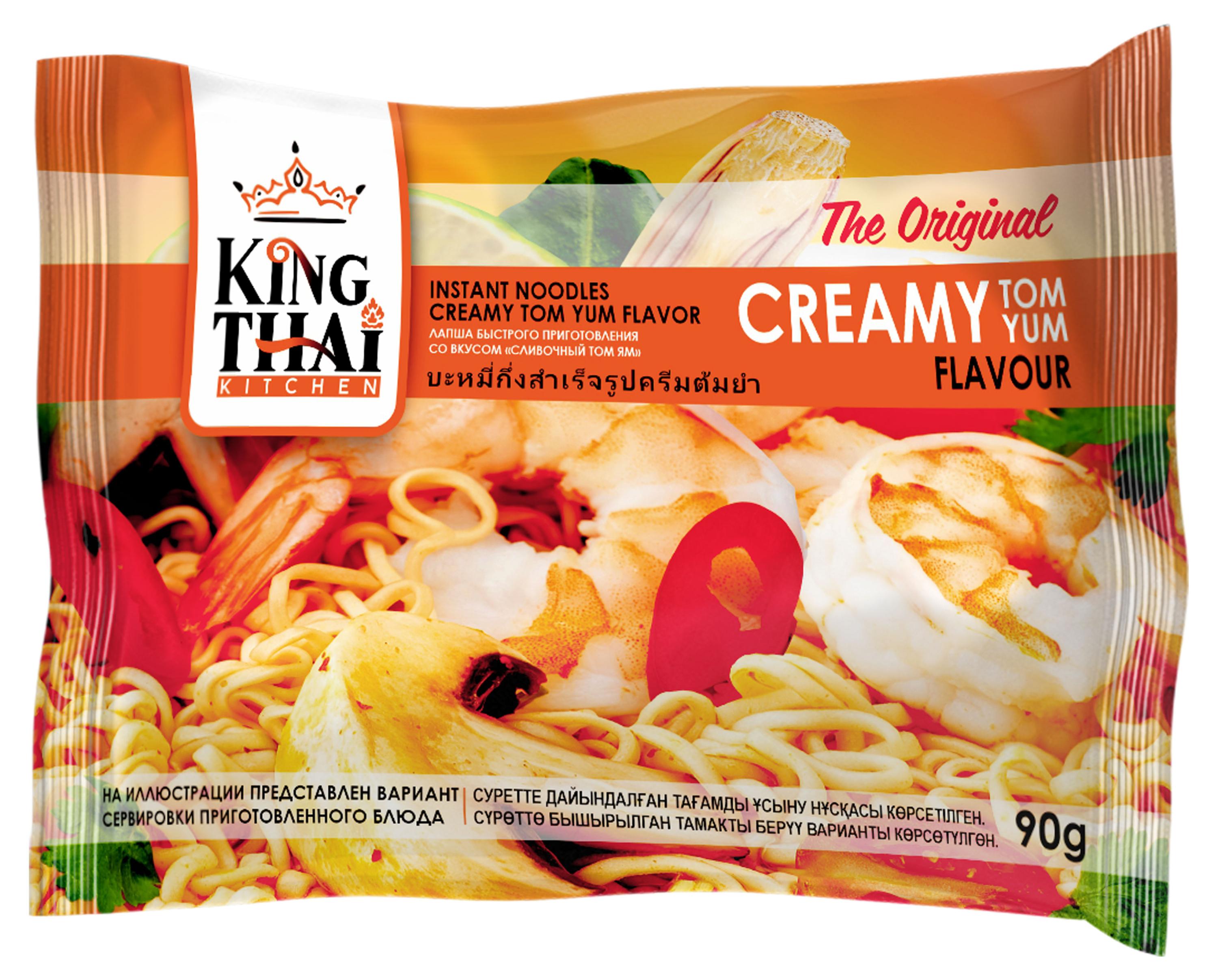 

Лапша быстрого приготовления Kingthai Kitchen со вкусом Сливочный Том Ям, 90 г