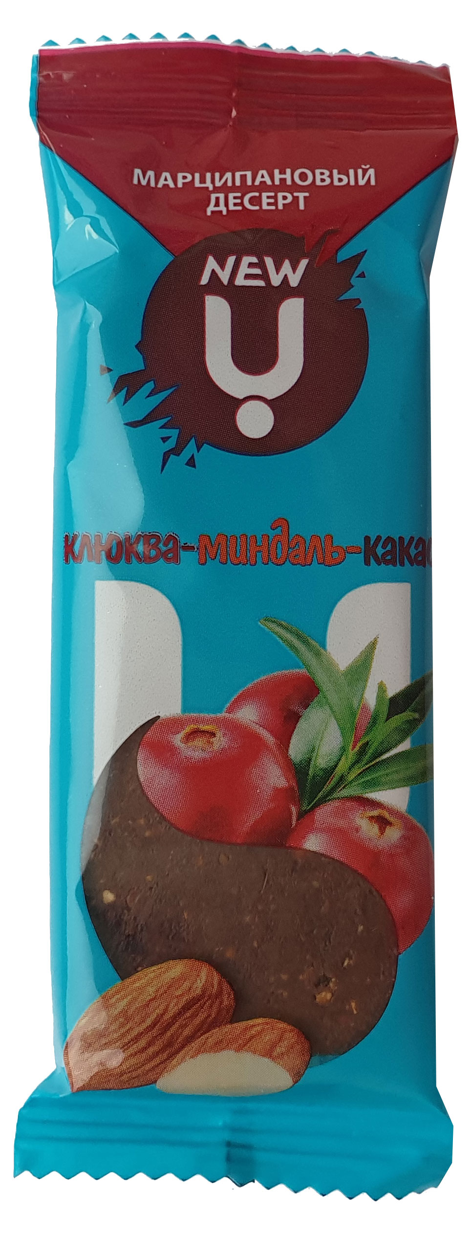

Фруктово-ореховый снек NEW UМарципановый десерт Клюква-миндаль-какао, 30 г