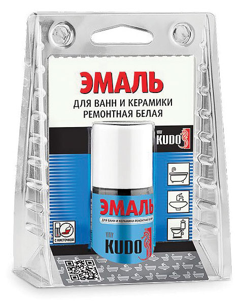 

Эмаль для ванн и керамики ремонтная KUDO KU-7K1301 с кисточкой белая, 15 мл