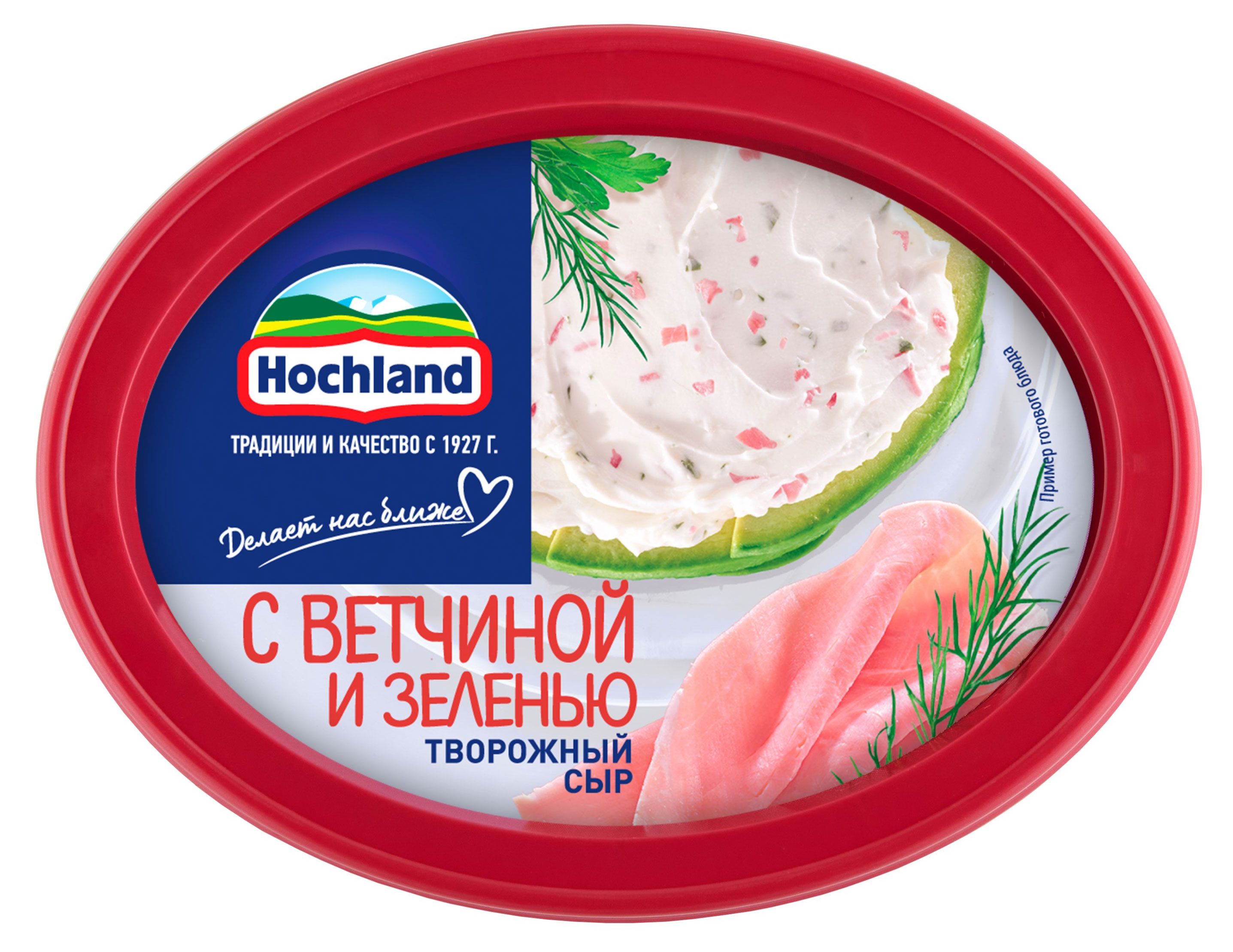 Изображение товара Сыр творожный с ветчиной и зеленью Hochland 60% БЗМЖ, 140 г