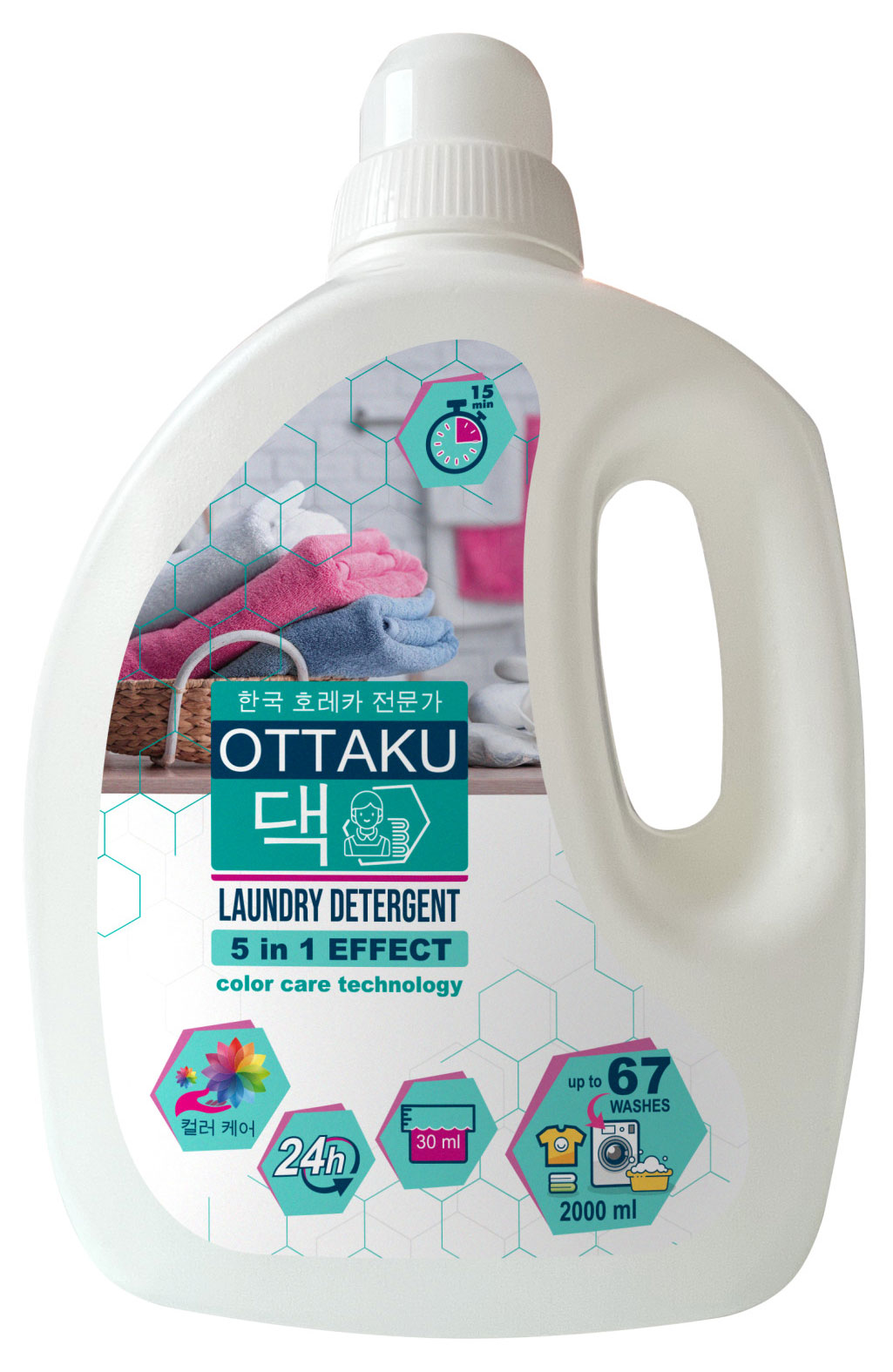 

Гель для стирки цветного белья Ottaku 5in1 Color Care Effect с технологией защиты цвета концентрат, 2000 мл