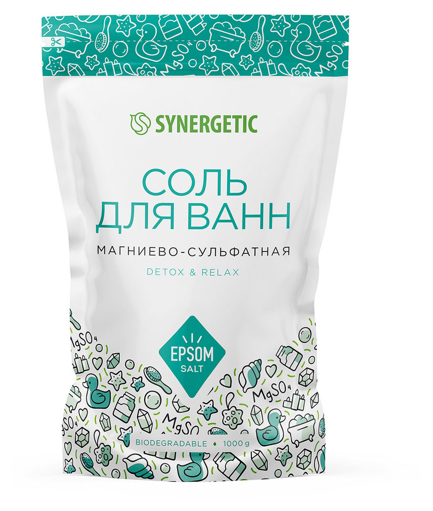 

Соль для ванн магниево-сульфатная Synergetic, 1 кг