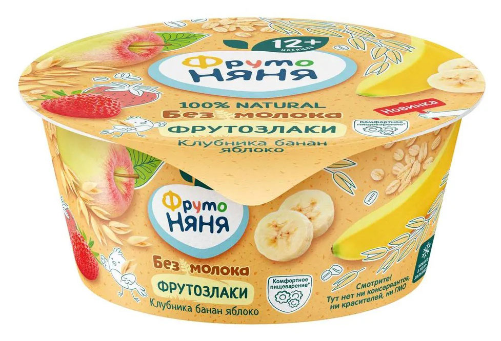 

Десерт детский овсяный ФрутоНяня Фрутозлаки клубника банан яблоко с 12 мес., 140 г