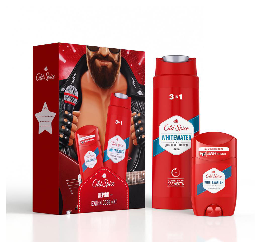 

Набор подарочный Old Spice Whitewater Дезодорант-стик, 50 мл + Шампунь-гель для душа 3в1, 250 мл