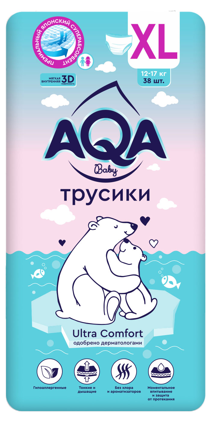 

Подгузники-трусики AQA Baby XL 12-17 кг, 38 шт