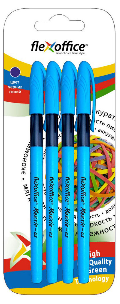 

Ручка шариковая масляная Flexoffice Maxxie Neon 0,5 мм синяя, 4 шт
