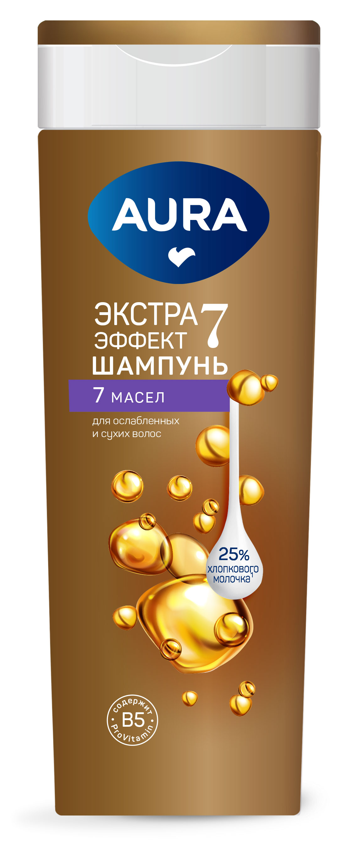 

Шампунь для волос Aura 7 масел флакон, 380 мл