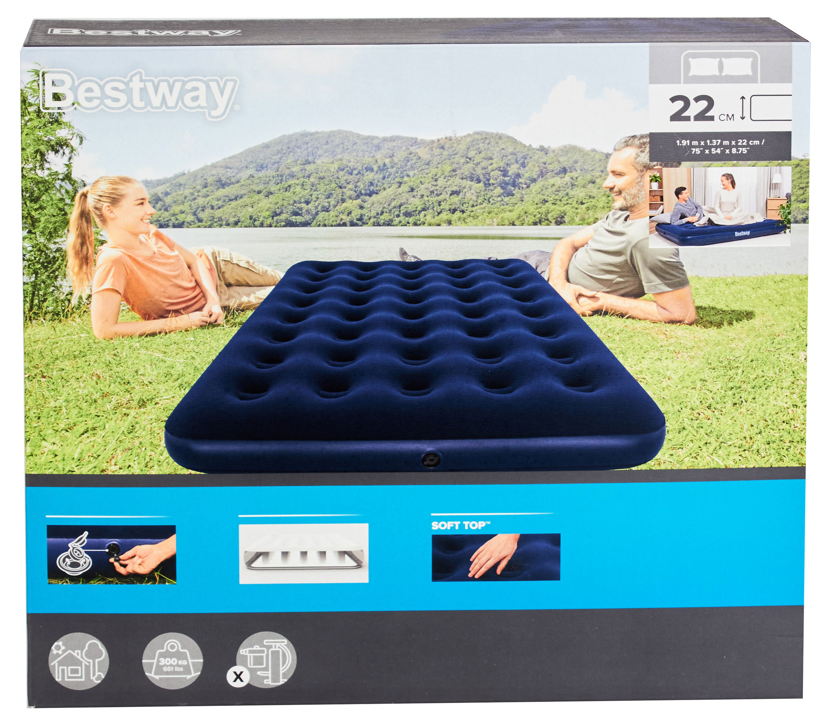 

Матрас надувной BESTWAY Flocked Air Bed 1,5-спальный, 191х137х22 см
