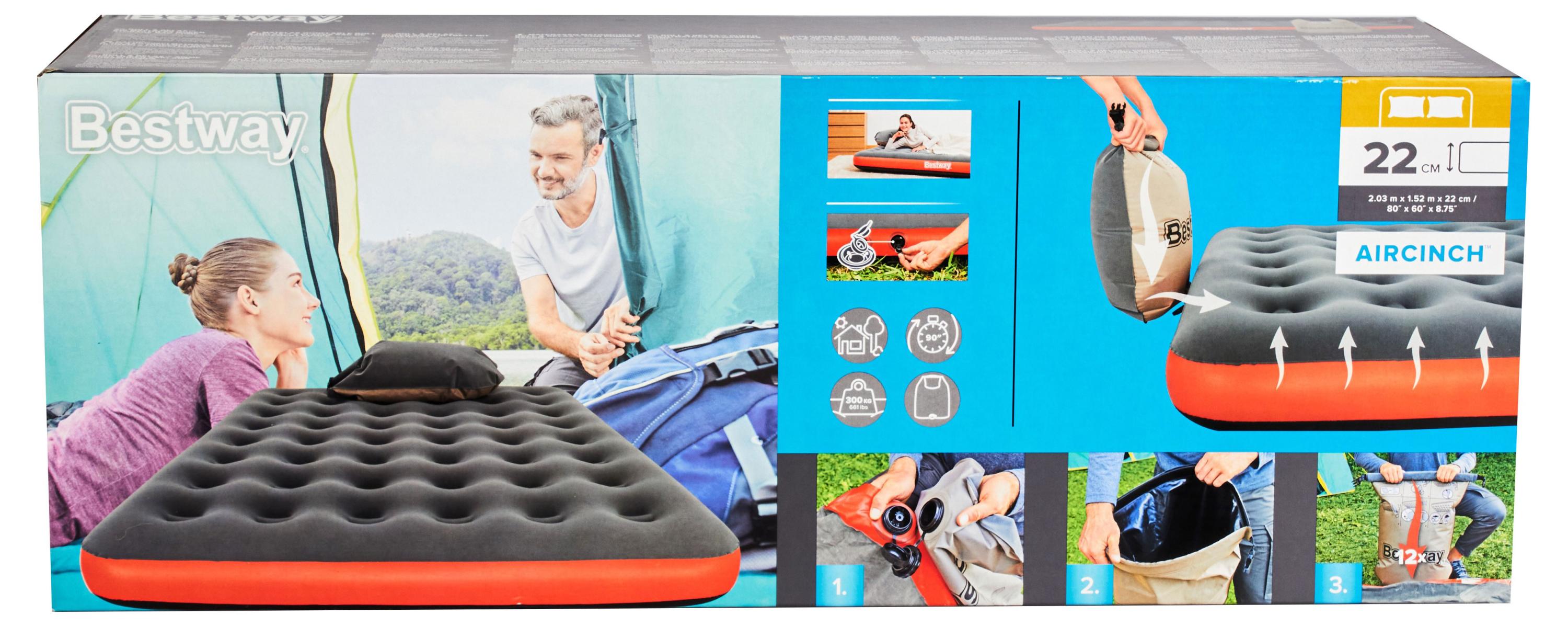 

Матрас надувной BESTWAY Roll Relax с подушкой, 203х152х22 см