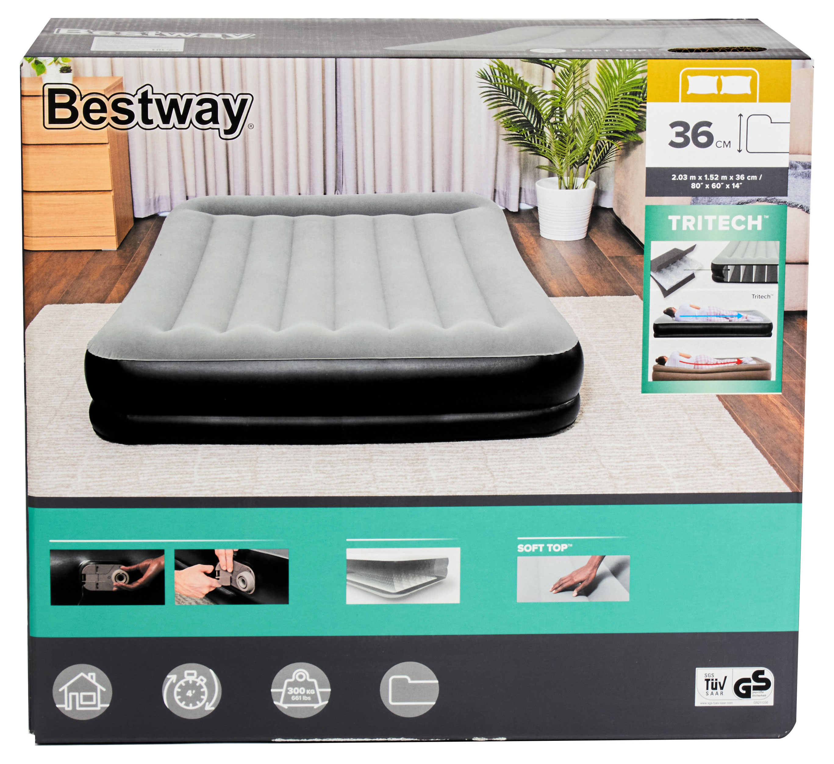 

Кровать надувная BESTWAY Tritech Airbed, 203х152х36 см