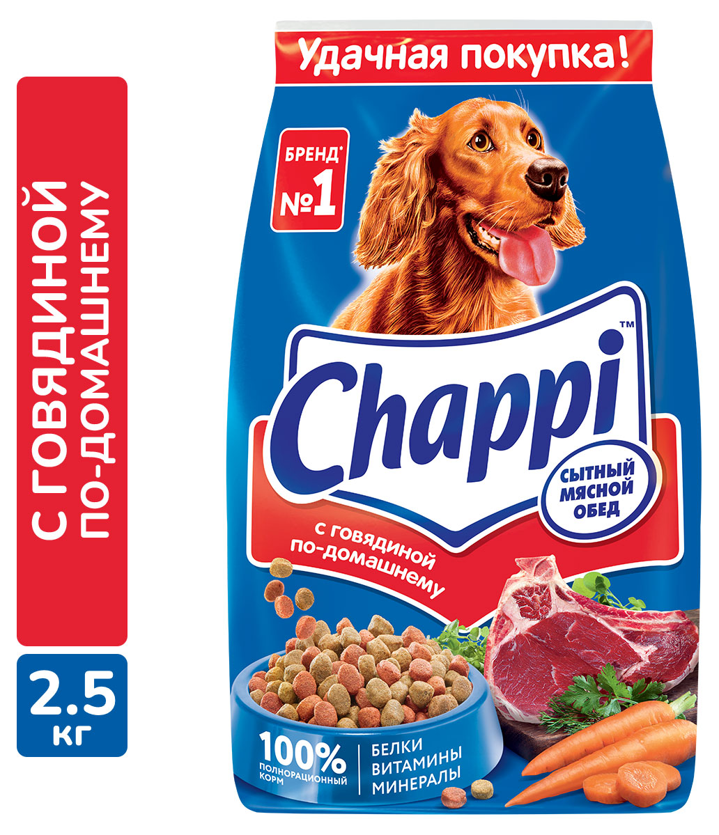 

Сухой корм для собак Chappi с говядиной по-домашнему с овощами, 2,5 кг