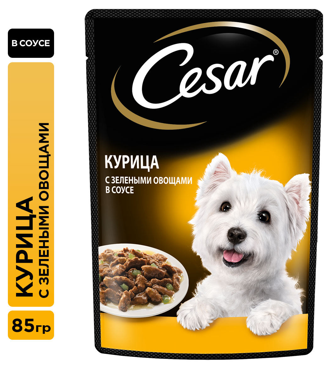 

Влажный корм для собак Cesar с курицей и зелеными овощами в соусе, 85 г