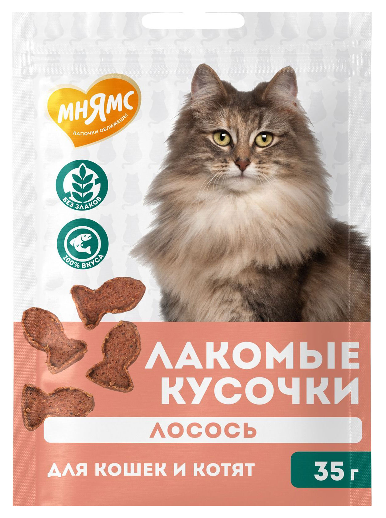 

Лакомство для кошек и котят Мнямс Лакомые кусочки из лосося, 35 г