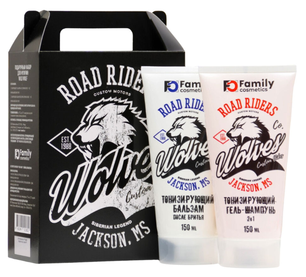 

Набор подарочный мужской Family Cosmetics Wild Wolf Бальзам после бритья, 150 мл + Гель-шампунь, 150 мл