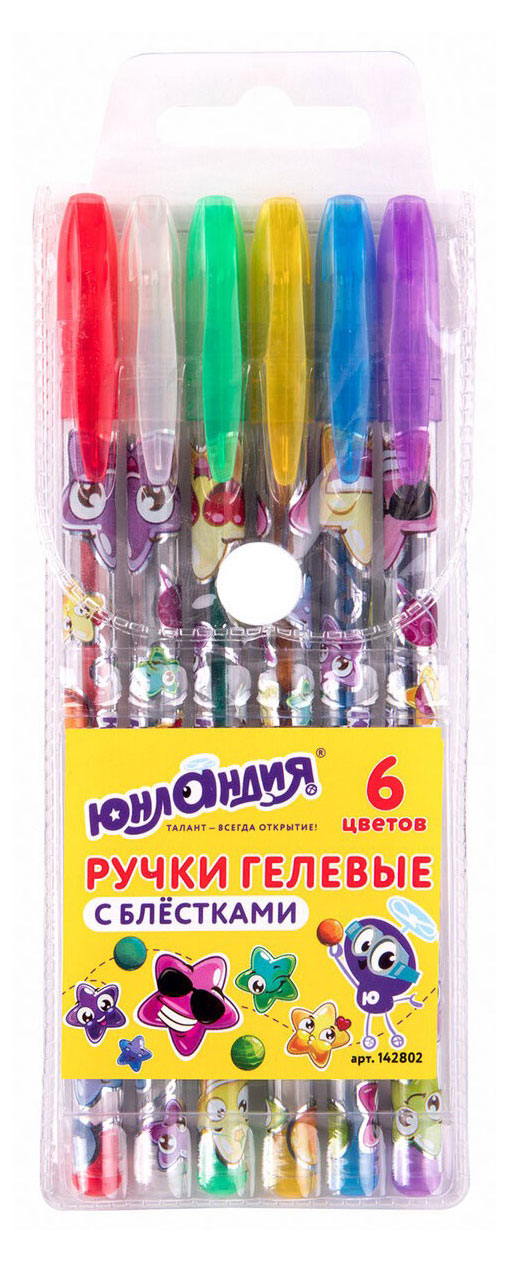 

Ручка гелевая ЮНЛАНДИЯ Блестки, 6 цветов